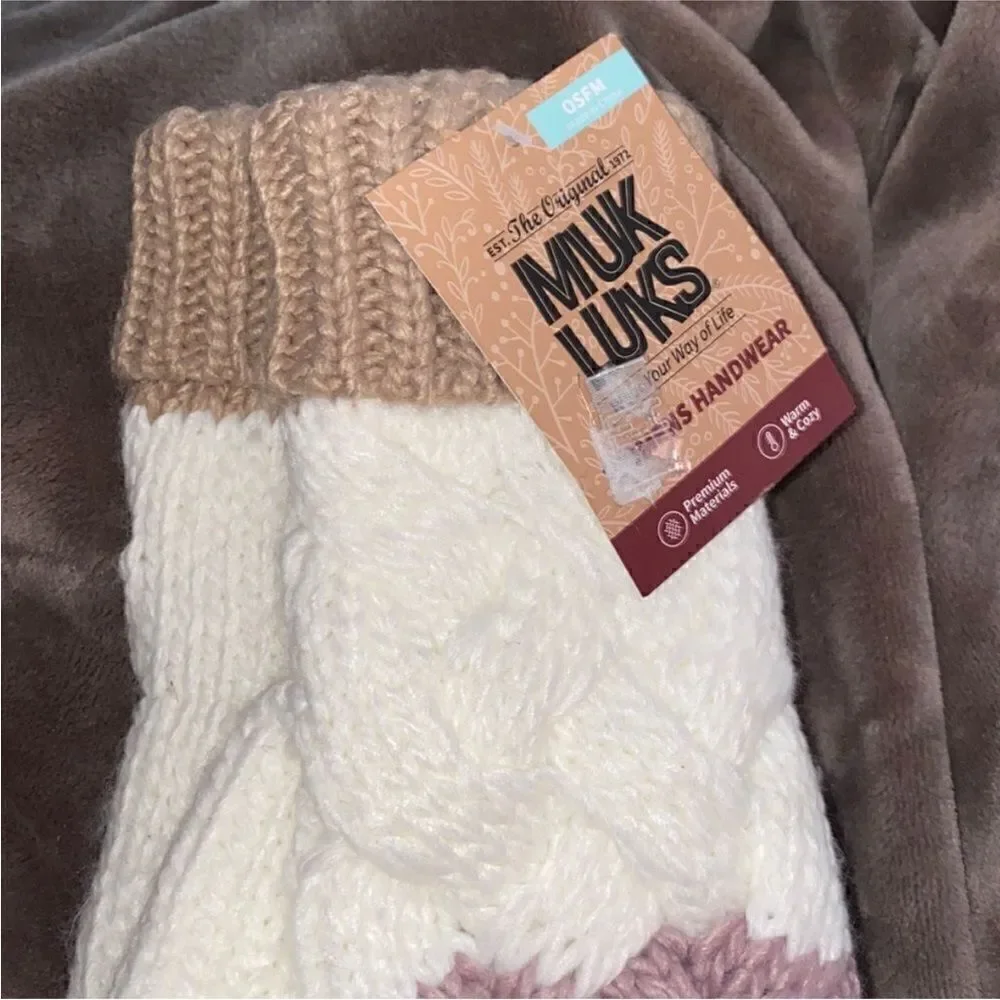 MUK LUKS NWT Women's Colorblock Mitten, Winters Dusk, OS